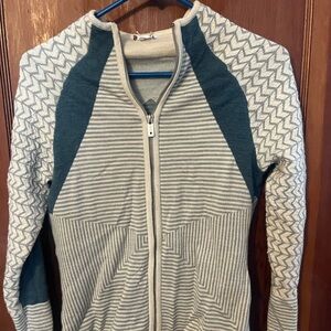 Smartwool Women's Zip-Up Sweater in Cream and Teal